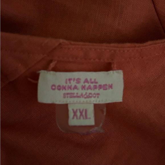 Stella & Dot Womens Double Take 2 Way Puff Sleeve XXL Coral Cardigan Linen Blend - Picture 5 of 11